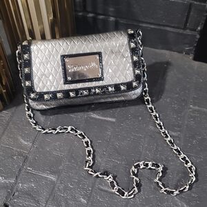 Betsey Johnson Silver Quilted Crossbody Bag
